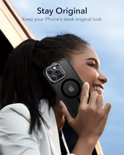 iPhone 16 Pro uchun ESR g'ilofi, MagSafe bilan mos, harbiy darajadagi himoya g'ilofi, o'rnatilgan Stash Stand telefon g'ilofi, tirnalishga chidamli orqa qopqoq, Classic Series, muzli qora - 3