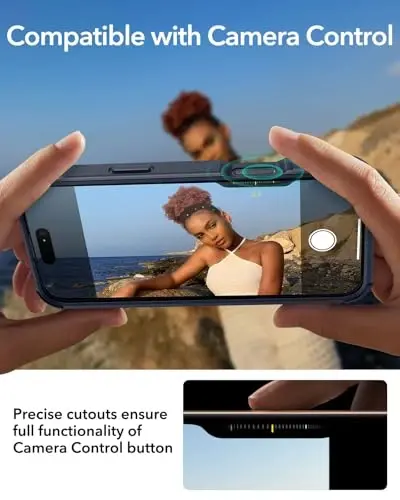 iPhone 16 Pro uchun ESR g‘ilofi stend bilan, 7 metrlik harbiy darajadagi tushishdan himoya, kuchli magnitli telefon g‘ilofi, MagSafe aksessuarlari bilan mos, Cyber Series, to‘q ko‘k - 5