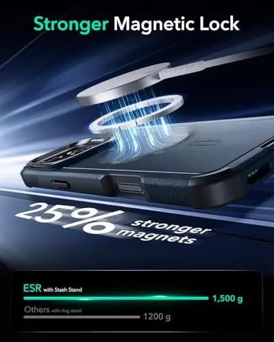 iPhone 16 Pro uchun ESR g‘ilofi stend bilan, 7 metrlik harbiy darajadagi tushishdan himoya, kuchli magnitli telefon g‘ilofi, MagSafe aksessuarlari bilan mos, Cyber Series, to‘q ko‘k - 6