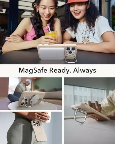 iPhone 16 Pro uchun ESR g'ilofi, stendli silikon g'ilof, MagSafe bilan mos, harbiy darajadagi himoya, o'rnatilgan kamera stendi, iPhone 16 Pro uchun magnit telefon g'ilofi, Cloud Series, och jigarrang - 5