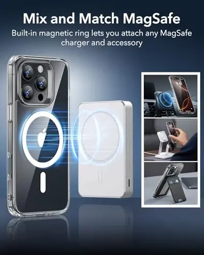 iPhone 16 Pro uchun ESR korpus, kamera boshqaruvi, MagSafe bilan mos keladi, zarbga chidamli harbiy darajadagi himoya, iPhone 16 Pro uchun magnit telefon korpusi, klassik gibrid korpus (HaloLock), shaffof - 4