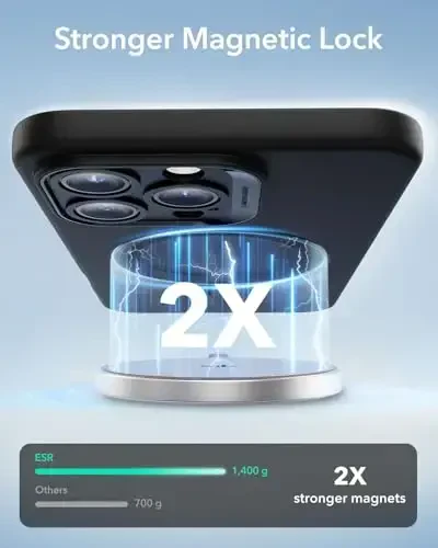 iPhone 16 Pro uchun ESR MagSafe bilan g'ilofi, magnit zaryadlashni qo'llab-quvvatlaydi, silliq va ingichka silikon g'ilof, zarbga chidamli, iPhone 16 Pro 6,3 dyuymli qora uchun - 4