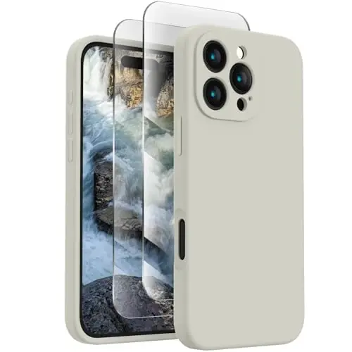 iPhone 16 Pro uchun FireNova gʻilofi, Silikon yangilangan [Kamera himoyasi] telefon gʻilofi, Ichki qismi yumshoq tirnalishga qarshi mikrofiber astarli, 2024, Tosh - FIRENOVA (1)