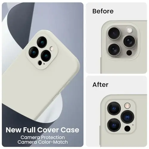 iPhone 16 Pro uchun FireNova gʻilofi, Silikon yangilangan [Kamera himoyasi] telefon gʻilofi, Ichki qismi yumshoq tirnalishga qarshi mikrofiber astarli, 2024, Tosh - 3