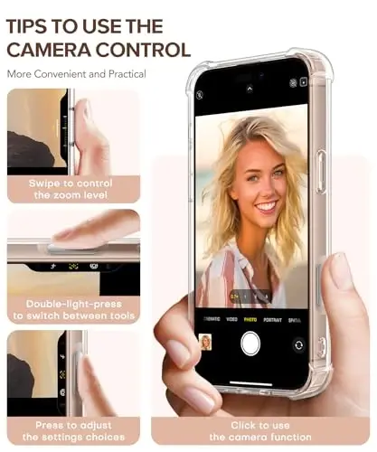 iPhone 16 Pro uchun GVIEWIN g'ilofi, ekran himoyachisi va kamera linzalari himoyachisi bilan, harbiy darajadagi himoya, zarbaga chidamli ingichka gul naqshli ayollar telefoni g'ilofi iPhone 16 Pro uchun, Magnolia/Oq - 6