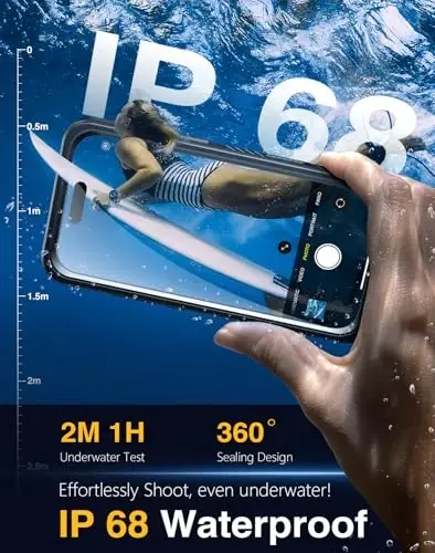 iPhone 16 Pro uchun Lanhiem magnitli suv o‘tkazmaydigan g‘ilof, chang va zarbga chidamli, ekran va kamera himoyasi bilan [MagSafe bilan mos], to‘liq himoya qiluvchi mustahkam g‘ilof 6.3