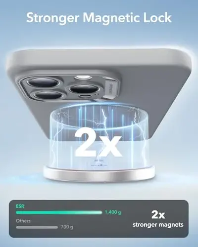 iPhone 16 Pro uchun MagSafe bilan ESR g‘ilofi, magnit zaryadlashni qo‘llab-quvvatlaydi, silliq va ingichka silikon g‘ilof, zarbga chidamli, to‘liq ekran va kamera himoyasi, yumshoq mikrofiber astar, kulrang - 4