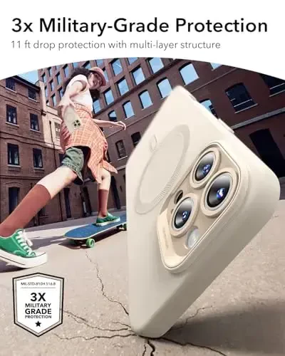 iPhone 16 Pro uchun MagSafe bilan ESR g‘ilofi, magnit zaryadlashni qo‘llab-quvvatlaydi, silliq va ingichka silikon g‘ilof, zarbga chidamli, to‘liq ekran va kamera himoyasi, yumshoq mikrofiber astar, och jigarrang - 3