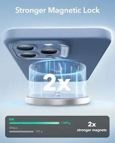 iPhone 16 Pro uchun MagSafe bilan ESR g‘ilofi, magnit zaryadlashni qo‘llab-quvvatlaydi, silliq va ingichka silikon g‘ilof, zarbga chidamli, to‘liq ekran va kamera himoyasi, yumshoq mikrofiber astar, och ko‘k - 3