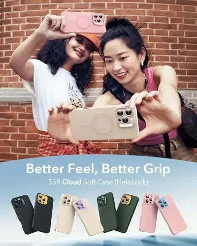 iPhone 16 Pro uchun MagSafe'li ESR g'ilofi, magnit zaryadlashni qo'llab-quvvatlaydi, silliq va ingichka silikon g'ilof, zarbga chidamli, to'liq ekran va kamera himoyasi, yumshoq mikrofiber astar, pushti - 2