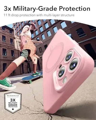 iPhone 16 Pro uchun MagSafe'li ESR g'ilofi, magnit zaryadlashni qo'llab-quvvatlaydi, silliq va ingichka silikon g'ilof, zarbga chidamli, to'liq ekran va kamera himoyasi, yumshoq mikrofiber astar, pushti - 3