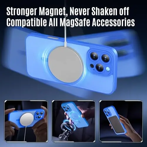 iPhone 16 Pro uchun Symcele dizayni, MagSafe bilan mos, X2 maxfiylik ekran himoyachilari bilan, [Kamera himoyasi] [15FT harbiy tomchi himoyasi] zarbga chidamli telefon qutisi, 2024, ko'k - 3