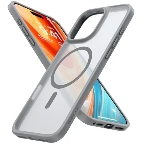 iPhone 16 Pro uchun TORRAS g'ilofi yarim shaffof mat qopqoq/tabiiy titan kulrang qirrasi | MagSafe bilan mos, harbiy darajadagi tushishdan himoya, kuchliroq magnit, zarbga chidamli havo yostig'i, rangli tugma, ingichka 