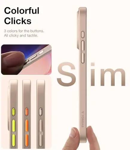 iPhone 16 Pro uchun TORRAS Guardian zarbga chidamli g'ilofi, harbiy darajadagi 4X sinovdan o'tgan himoya, DIY tugmachalari tirnalishga qarshi magnitsiz yarim shaffof mat qattiq yupqa g'ilof iPhone 16 Pro 6.3 dyuym, oltin rang - 5