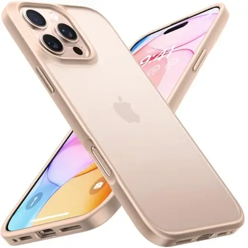 iPhone 16 Pro uchun TORRAS Guardian zarbga chidamli g'ilofi, harbiy darajadagi 4X sinovdan o'tgan himoya, DIY tugmachalari tirnalishga qarshi magnitsiz yarim shaffof mat qattiq yupqa g'ilof iPhone 16 Pro 6.3 dyuym, oltin rang - 1