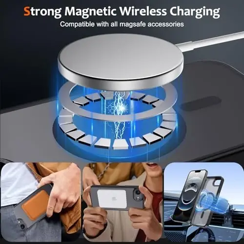 iPhone 16 uchun Anuck g‘ilofi, MagSafe bilan mos keluvchi magnitli telefon g‘ilofi, yumshoq TPU bamperli, qattiq shaffof mat orqa tomonli, ingichka, zarbaga chidamli himoya g‘ilofi, erkaklar, ayollar va qizlar uchun - Qora - ANUCK (1)