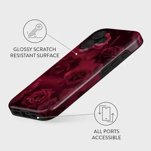 iPhone 16 uchun BURGA telefon g‘ilofi - Chiroyli, zamonaviy, estetik, naqshli telefon qopqog‘i, qattiq qobiq himoyasi - ayollar va erkaklar uchun Apple iPhone 16 g‘ilofiga mos keladi - 3