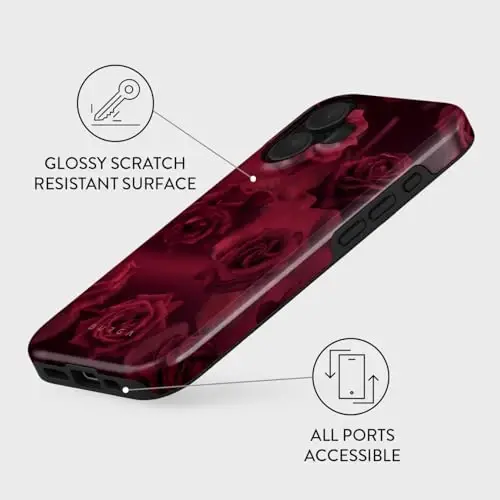 iPhone 16 uchun BURGA telefon g‘ilofi - Chiroyli, zamonaviy, estetik, naqshli telefon qopqog‘i, qattiq qobiq himoyasi - ayollar va erkaklar uchun Apple iPhone 16 g‘ilofiga mos keladi - 3