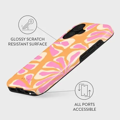 iPhone 16 uchun BURGA telefon g‘ilofi - Chiroyli, zamonaviy, estetik, naqshli telefon qopqog‘i, qattiq qoplamali himoya - ayollar va erkaklar uchun Apple iPhone 16 g‘ilofiga mos keladi - 3