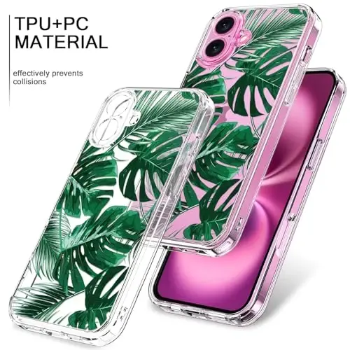 iPhone 16 uchun ekran himoyachisi bilan bicol g'ilofi, kuchaytirilgan kamera himoyasi, qizlar va ayollar uchun moda naqshli kristall akril tiniq, nozik himoya telefon qopqog'i 6,1