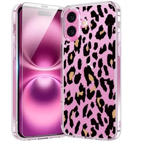 iPhone 16 uchun ekran himoyachisi, yaxshilangan kamera himoyasi, moda dizaynli tiniq akril, qizlar ayollar uchun ingichka himoya telefon qopqog'i 6.1