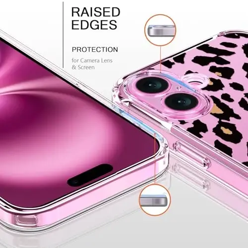 iPhone 16 uchun ekran himoyachisi, yaxshilangan kamera himoyasi, moda dizaynli tiniq akril, qizlar ayollar uchun ingichka himoya telefon qopqog'i 6.1