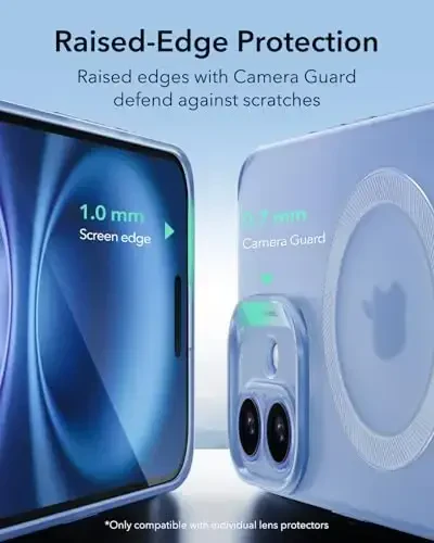 iPhone 16 uchun ESR g'ilofi, MagSafe bilan mos, Kamera himoyasi, zarbaga chidamli yupqa qoplama, sarg'ayish va chizilishga qarshi, iPhone 16 uchun magnit telefon g'ilofi, Zero seriyasi, muzli ko'k-MagSafe - 6