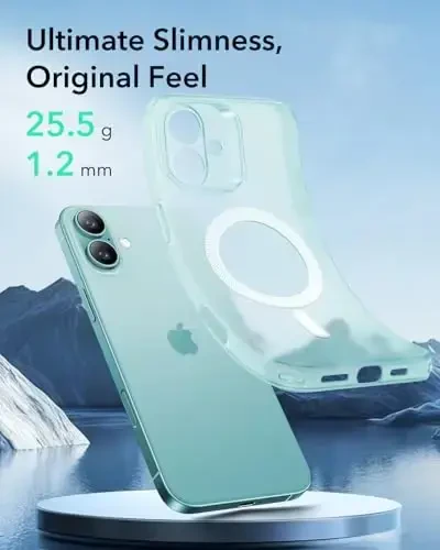 iPhone 16 uchun ESR gʻilofi, MagSafe bilan mos, kamera himoyasi, zarbaga chidamli yupqa qoplama, sargʻayish va chizishlarga chidamli, iPhone 16 uchun magnitli telefon gʻilofi, Zero seriyasi, muzli yashil-MagSafe - 3