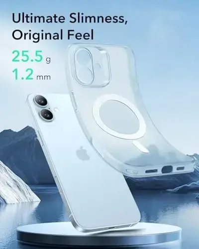 iPhone 16 uchun ESR g'ilofi, MagSafe bilan mos, kamera himoyasi, zarbga chidamli nozik qopqoq, sarg'ayish va tirnalishga chidamli, iPhone 16 uchun magnitli telefon g'ilofi, Zero seriyasi, muzli ko'k - 3