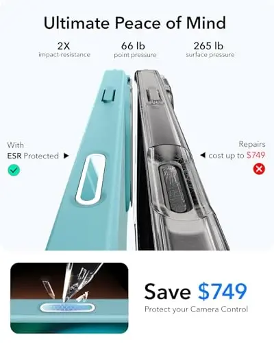 iPhone 16 uchun ESR gʻilofi, MagSafe bilan mos keluvchi kamera boshqaruv tugmasi, harbiy darajadagi himoya gʻilofi, oʻrnatilgan yashirin tayanchli telefon gʻilofi, tirnalishga chidamli orqa qopqoq, klassik seriya, shaffof yashil - 6