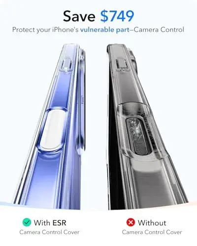 iPhone 16 uchun ESR g‘ilofi, MagSafe bilan mos keluvchi kamera boshqaruv tugmasi, iPhone 16 uchun harbiy darajadagi himoya g‘ilofi, o‘rnatilgan Stash Stand telefon g‘ilofi, tirnalishga chidamli orqa qopqoq, shaffof - 4