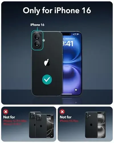 iPhone 16 uchun ESR g'ilofi, MagSafe bilan mos, zarbaga chidamli harbiy darajadagi himoya, iPhone 16 uchun magnitli telefon g'ilofi, klassik gibrid g'ilof (HaloLock), tiniq ko'k - 2