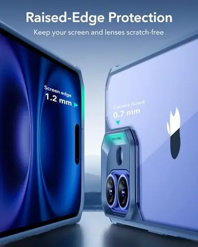 iPhone 16 uchun ESR g'ilofi, zarbani yutuvchi burchaklar bilan harbiy darajadagi himoya, tirnalishga chidamli va sarg'ayishga qarshi akril orqa, ingichka himoya telefon g'ilofi, Air-Armor seriyasi, tiniq ko'k - 4