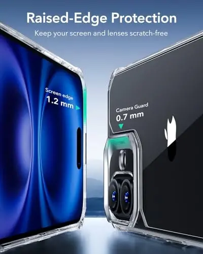 iPhone 16 uchun ESR g'ilofi, zarbani yutuvchi burchaklar bilan harbiy darajadagi himoya, tirnalishga chidamli va sarg'ayishga qarshi akril orqa qismi, ingichka himoya telefon g'ilofi, Air-Armor seriyasi, shaffof - 4