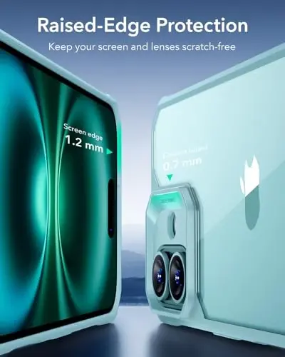 iPhone 16 uchun ESR g'ilofi, zarbani yutuvchi burchaklari bilan harbiy darajadagi himoya, tirnalishga chidamli va sarg'ayishga qarshi akril orqa, ingichka himoya g'ilofi, Air-Armor seriyasi, yangi tiniq yashil - 4
