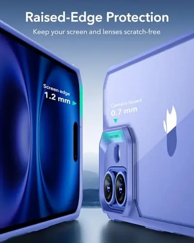 iPhone 16 uchun ESR g'ilofi, zarbani yutuvchi burchaklari bilan harbiy darajadagi himoya, tirnalishga chidamli va sarg'ayishga qarshi akril orqa, ingichka himoya telefon g'ilofi, Air-Armor seriyasi, yangi tiniq ko'k - 4