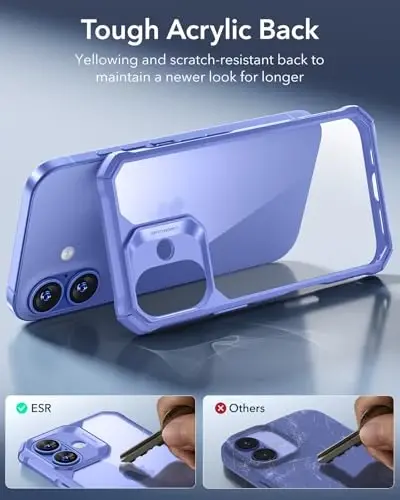 iPhone 16 uchun ESR g'ilofi, zarbani yutuvchi burchaklari bilan harbiy darajadagi himoya, tirnalishga chidamli va sarg'ayishga qarshi akril orqa, ingichka himoya telefon g'ilofi, Air-Armor seriyasi, yangi tiniq ko'k - 5