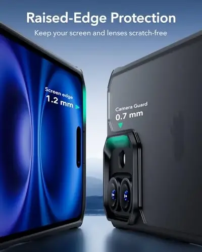 iPhone 16 uchun ESR g‘ilofi, zarbani yutuvchi burchaklari bilan harbiy darajadagi himoya, tirnalishga chidamli va sarg‘ayishga qarshi akril orqa qismi, ingichka himoya telefon g‘ilofi, Air-Armor seriyasi, muzli qora - 4
