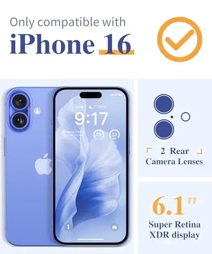 iPhone 16 uchun GVIEWIN g'ilofi, ekran himoyachisi va kamera linzalari himoyachisi bilan, gulli zarbaga chidamli himoya bamperi, ayollar uchun yupqa yumshoq shaffof telefon qopqog'i 2024 6.1