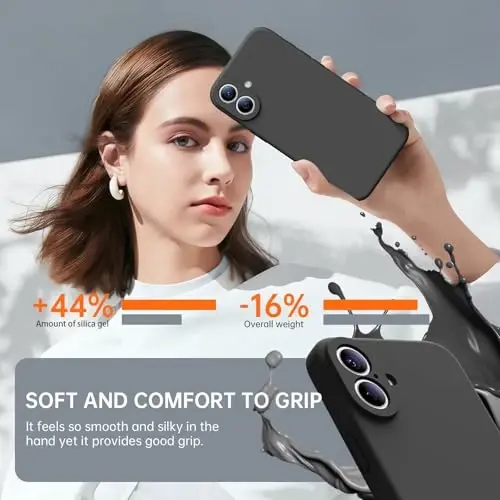 iPhone 16 uchun Kiresen g'ilofi, 2 ta ekran himoyachisi bilan - Magsafe bilan mos keladi - Takomillashtirilgan kamera himoyasi - Suyuq silikon himoya telefon g'ilofi erkaklar, ayollar, qizlar uchun - To'q kulrang - 3