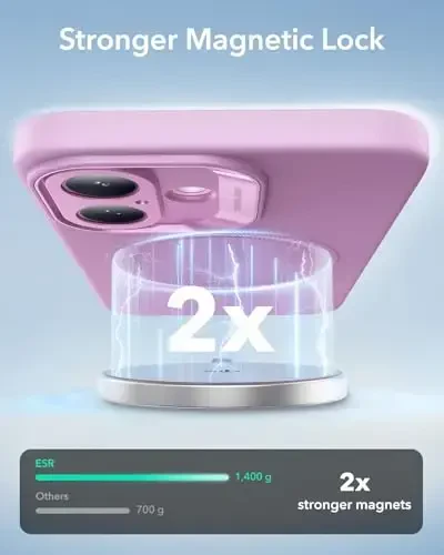 iPhone 16 uchun MagSafe bilan ESR g'ilofi, magnit zaryadlashni qo'llab-quvvatlaydi, silliq va ingichka silikon g'ilof, zarbga chidamli, to'liq ekran va kamera himoyasi, yumshoq mikrofiber astar, pushti - 5