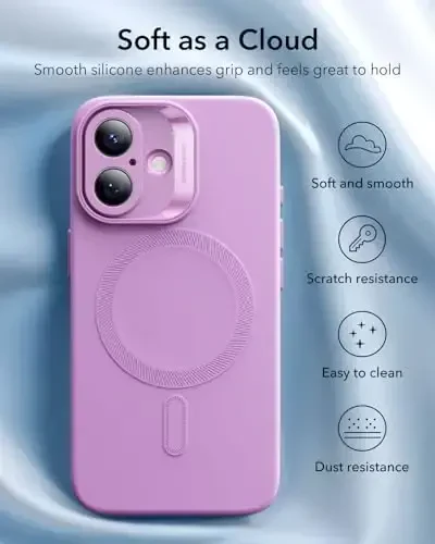 iPhone 16 uchun MagSafe bilan ESR g'ilofi, magnit zaryadlashni qo'llab-quvvatlaydi, silliq va ingichka silikon g'ilof, zarbga chidamli, to'liq ekran va kamera himoyasi, yumshoq mikrofiber astar, pushti - 6