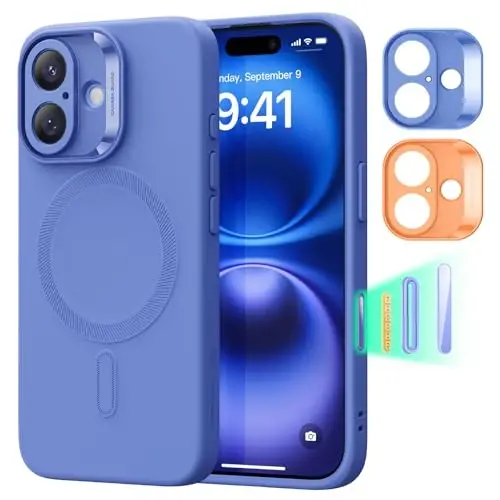 iPhone 16 uchun MagSafe bilan ESR g'ilofi, magnit zaryadlashni qo'llab-quvvatlaydi, silliq va ingichka silikon g'ilof, zarbga chidamli, to'liq ekran va kamera himoyasi, yumshoq mikrofiber astar, Ultramarin 