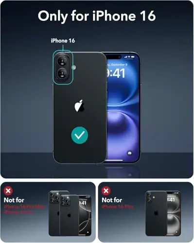 iPhone 16 uchun MagSafe bilan ESR g'ilofi, magnit zaryadlashni qo'llab-quvvatlaydi, silliq va ingichka silikon g'ilof, zarbga chidamli, to'liq ekran va kamera himoyasi, yumshoq mikrofiber astar, Ultramarin - 2