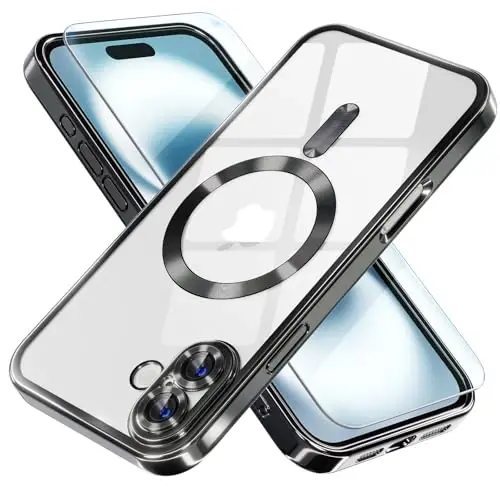 iPhone 16 uchun Misea Magnetic g'ilofi MagSafe bilan mos keladi [Hech qachon sarg'aymaydi] [Harbiy darajadagi tushishdan himoya] To'liq kamera linzalari himoyasi Qoplama Yumshoq shaffof ayollar uchun telefon g'ilofi 6,1 dyuym, qora 