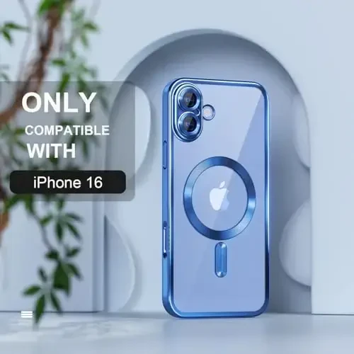 iPhone 16 uchun Misea Magnetic g'ilofi MagSafe bilan mos keladi [Hech qachon sarg'aymaydi] [Harbiy darajadagi tushishdan himoya] To'liq kamera linzalari himoyasi Qoplama Yumshoq shaffof ayollar uchun telefon g'ilofi 6,1 dyuym, To'q ko'k - 2