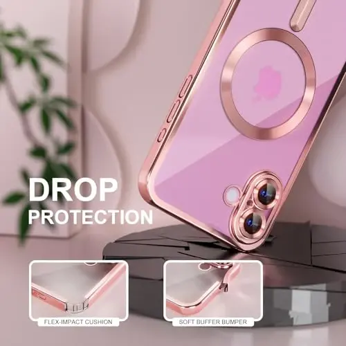 iPhone 16 uchun Misea magnitli gʻilofi MagSafe bilan mos keladi [Hech qachon sargʻaymaydi] [Harbiy darajadagi tushishdan himoya] Toʻliq kamera linzalari himoyachisi Qoplama Yumshoq tiniq ayollar uchun telefon gʻilofi 6,1 dyuym, pushti - 4