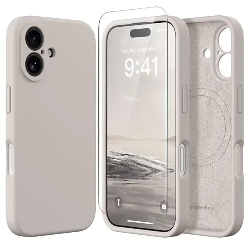 iPhone 16 uchun SuydanBox Magnetic gʻilofi, MagSafe bilan mos, [Toʻliq kamera himoyasi][Ekran himoyasi] Silikon zarbga chidamli himoya telefon gʻilofi iPhone 16 6.1