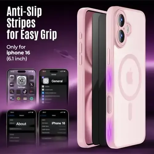 iPhone 16 uchun Symcele dizayndagi g'ilof, MagSafe bilan mos, 2 ta shaxsiy ekran himoyachisi bilan, [Kamera himoyasi] [15FT harbiy darajadagi zarba himoyasi] Zarba o'tkazmaydigan telefon g'ilofi, 6.1