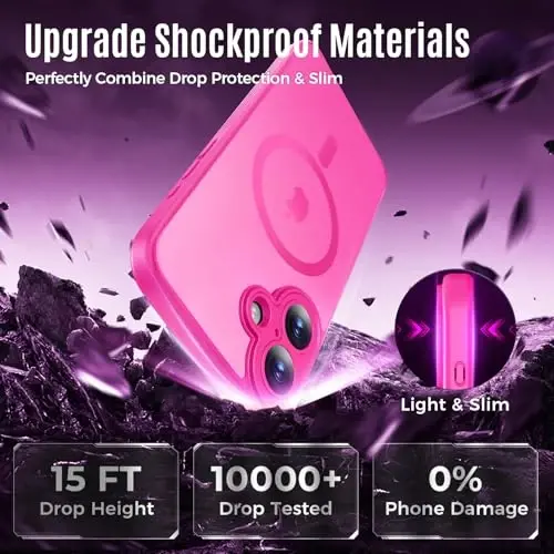 iPhone 16 uchun Symcele dizayndagi g‘ilof, MagSafe bilan mos, X2 maxfiylik ekran himoyachilari bilan, [Kamera himoyasi] [15FT harbiy darajadagi zarbadan himoya] Zarba o‘tkazmaydigan telefon g‘ilofi, 6.1